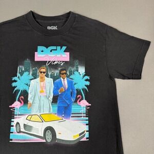 DGK Vibes T-Shirt Black Miami Vice Graphic Skateboarding Men's Small